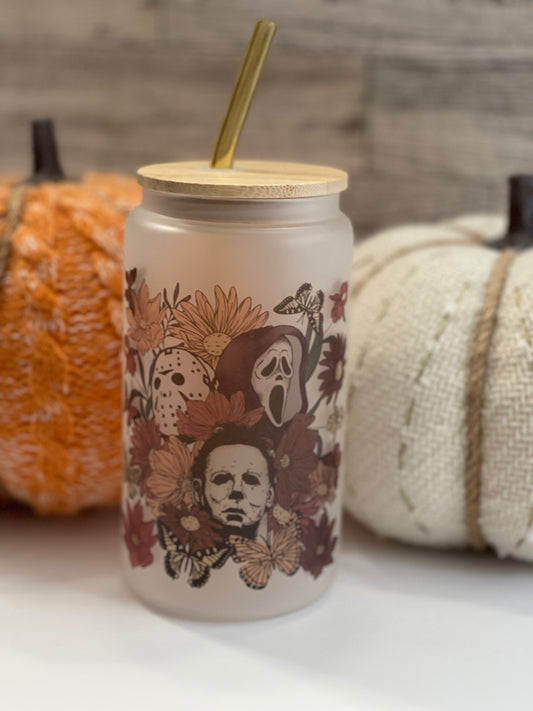 Boho Halloween Glass Can
